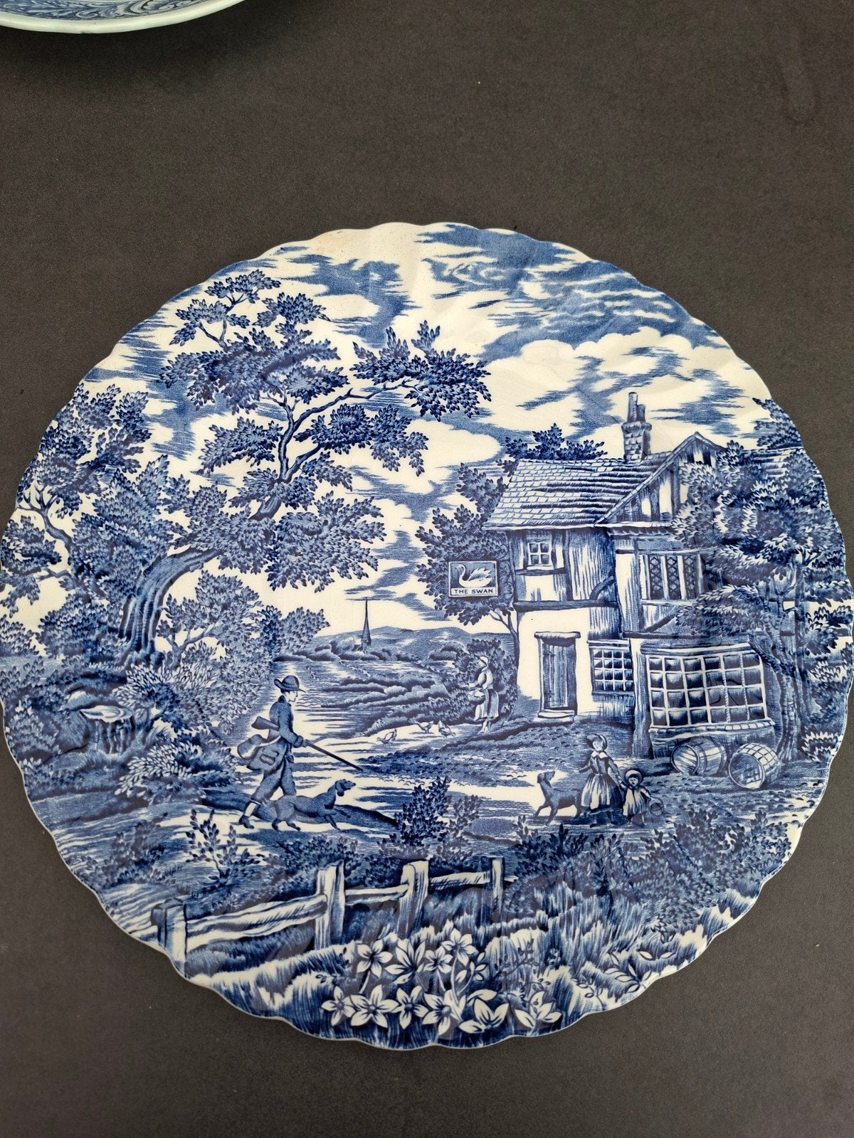 Myott 'The Hunter' blauw-wit decoratief bord, Ophalen of Verzenden