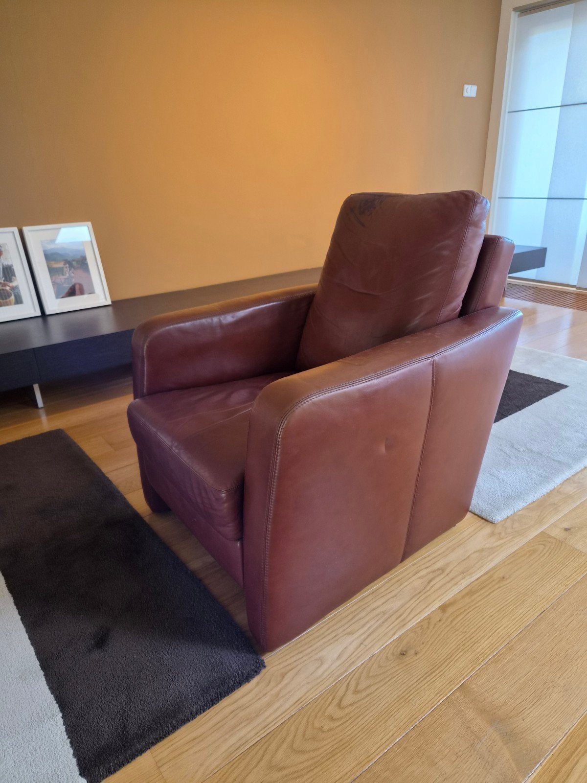 Twee lederen Fauteuils., Ophalen, Gebruikt, 75 tot 100 cm, Leer