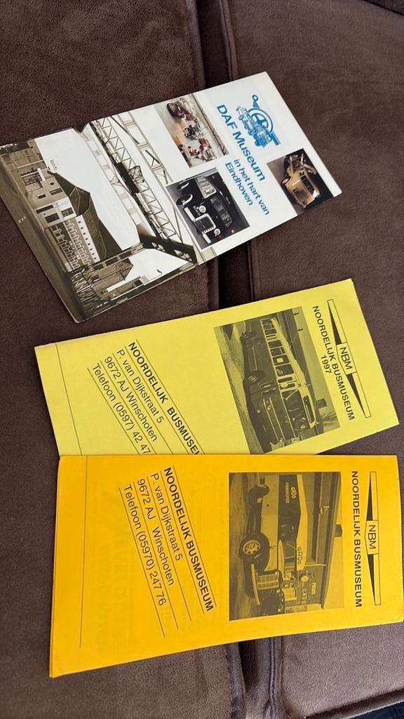 3 verschillende folders museum bus touringcar DAF, Ophalen of Verzenden, Zo goed als nieuw, Overige merken