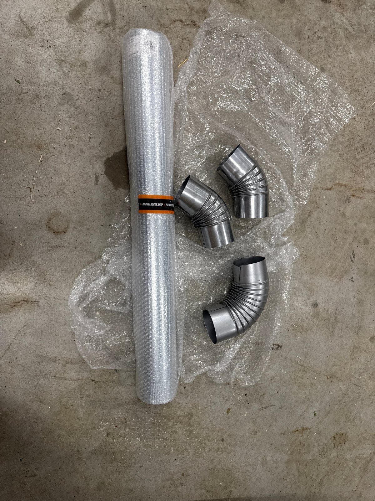 Kachelpijp Gegalvaniseerd 105mm met bochten, Minder dan 60 cm, Ophalen of Verzenden, 80 cm of meer, Kachel