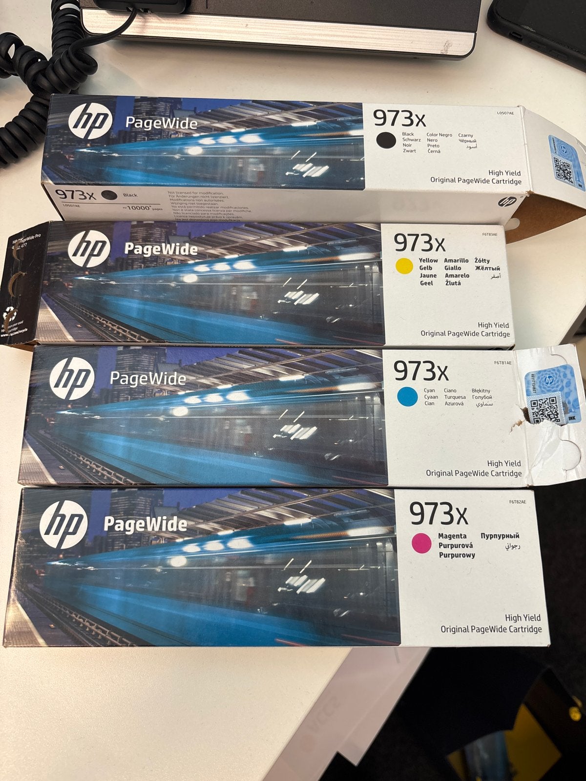 HP PageWide 973X Toners - Complete set, deels geopend, Computers en Software, Ophalen of Verzenden, Zo goed als nieuw, Toner