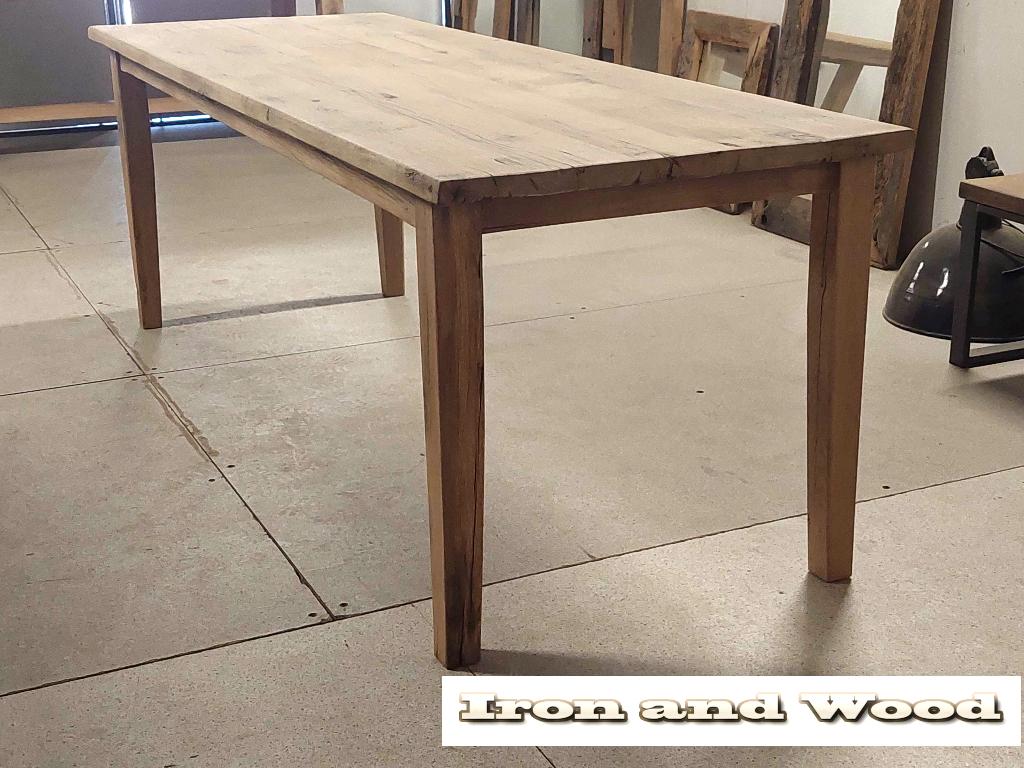 Stoere oud eiken maatwerk keukentafel, Ophalen, Nieuw, Hout