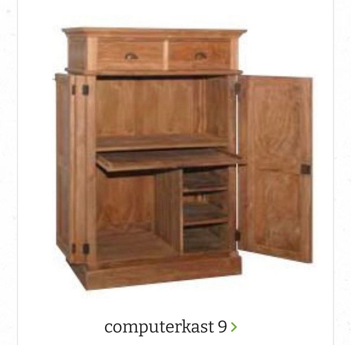 Teak houten computerkast, Ophalen, 70 tot 120 cm, Klassiek, Zo goed als nieuw