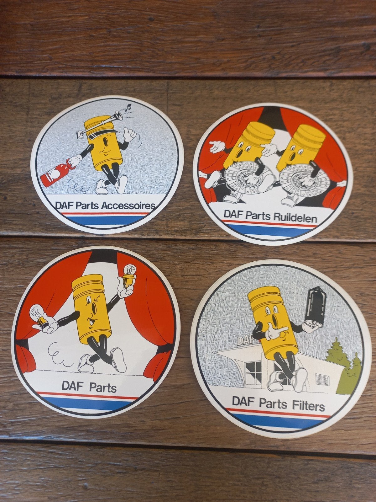 Set van 4 Vintage DAF Parts Stickers - Zeldzaam!, Ophalen of Verzenden