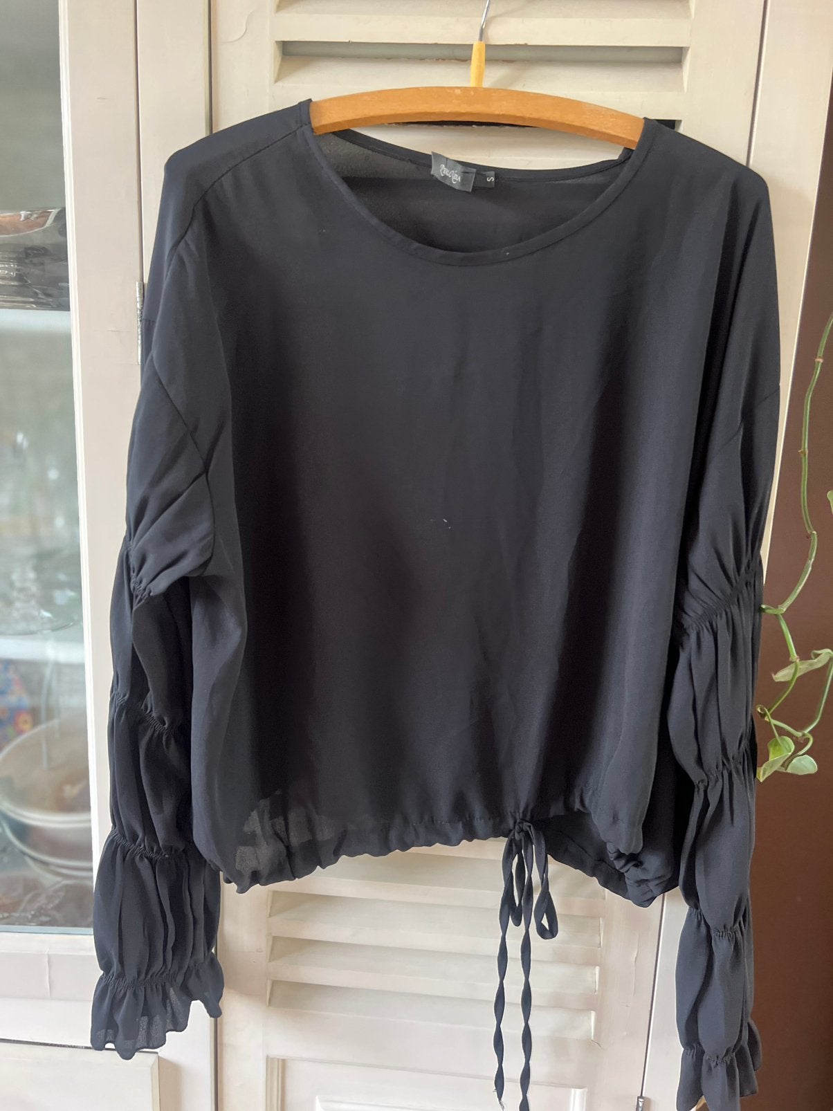 Zwarte doorschijnendre  blouse, Ophalen of Verzenden, Zo goed als nieuw, Zwart