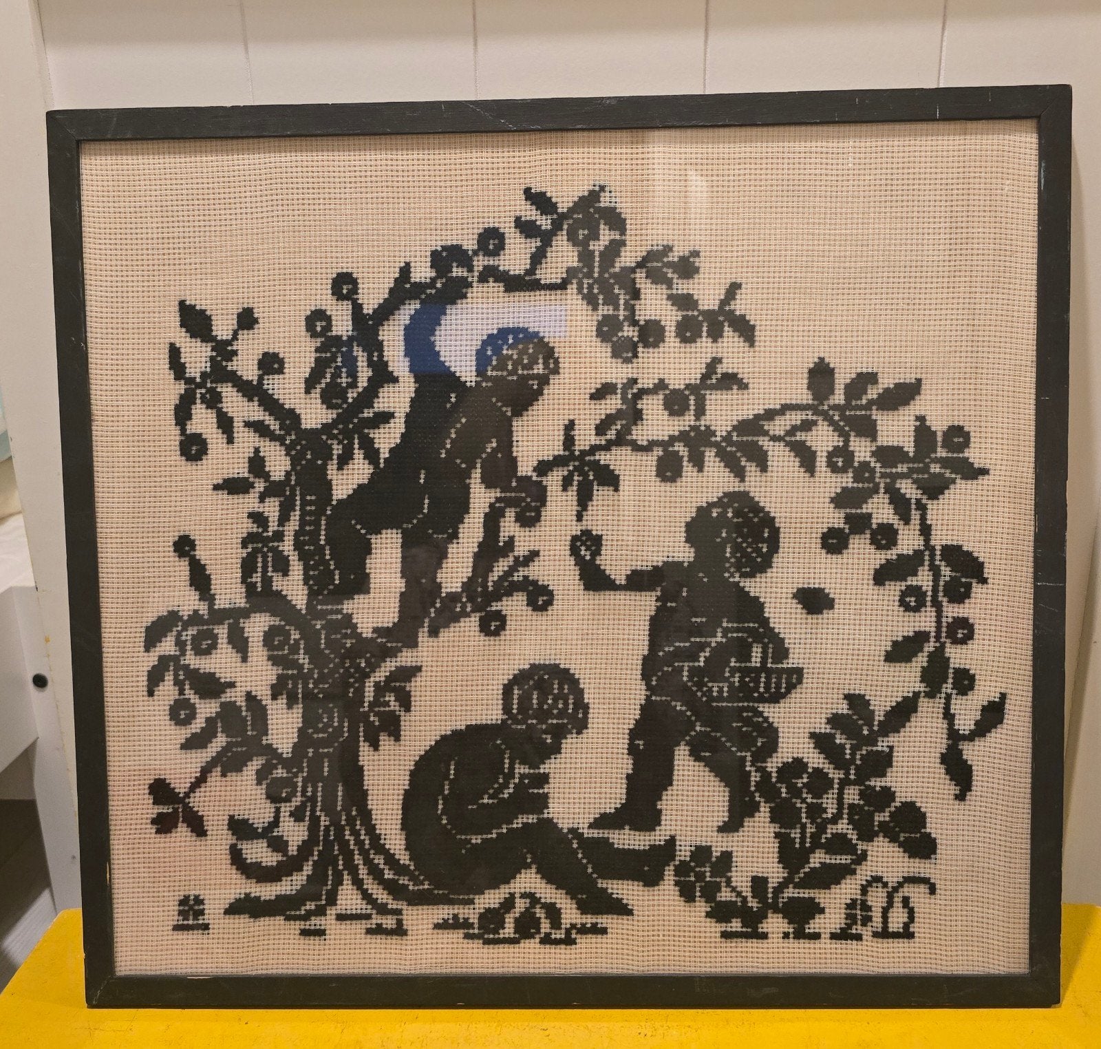 Vintage geborduurd schilderij, Ophalen of Verzenden, Overige typen