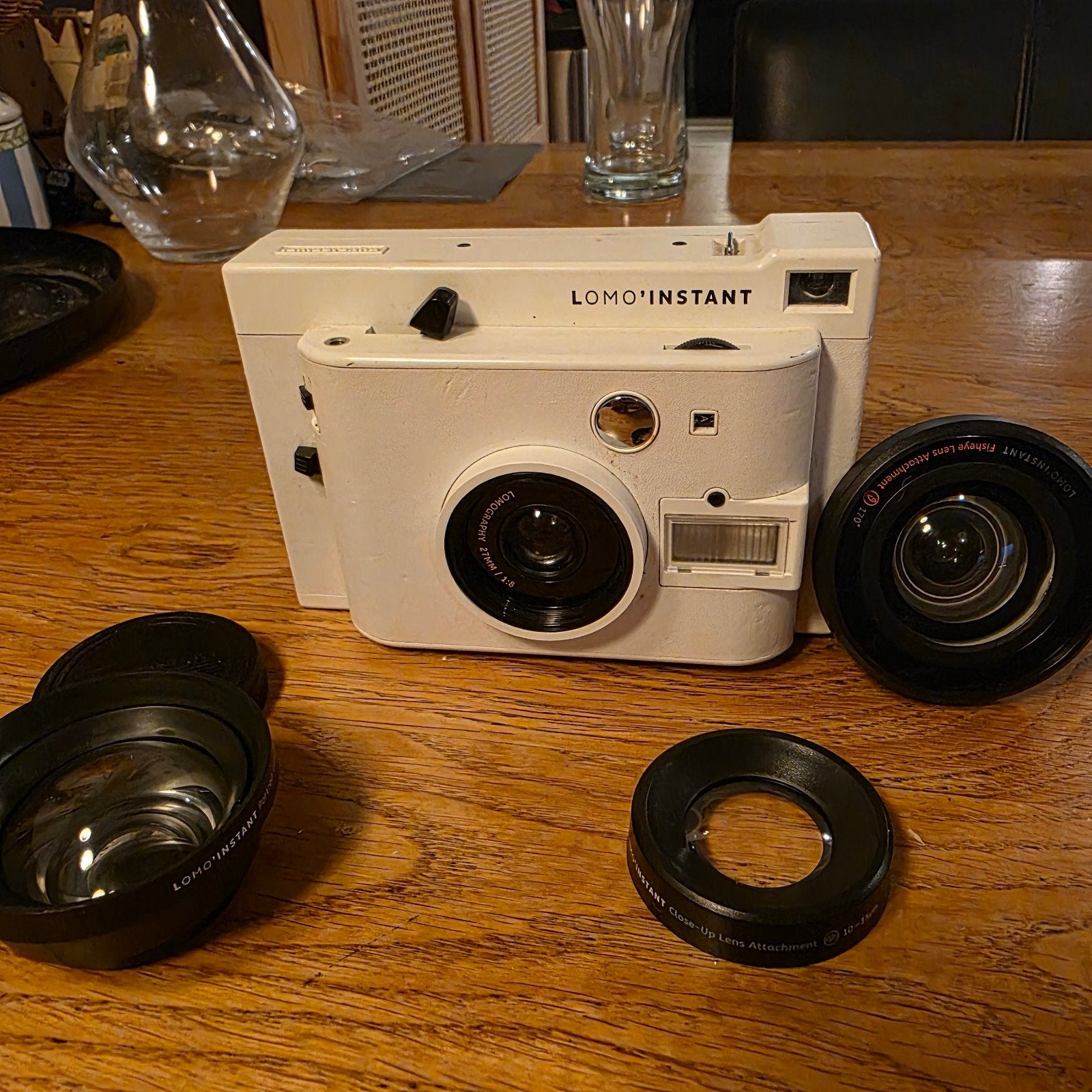 Lomo'Instant camera met 3 lens opzetstukken, Ophalen of Verzenden, Gebruikt, Overige merken, Lensdoppen