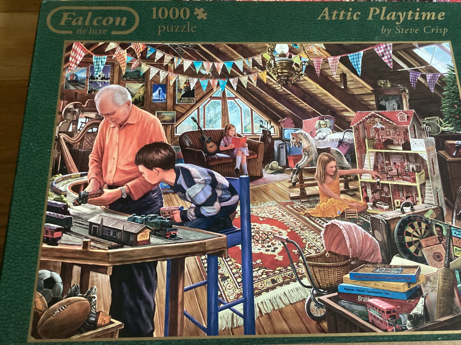 Falcon puzzel 1000 Attic Playtime, Ophalen of Verzenden, 500 t/m 1500 stukjes, Zo goed als nieuw, Legpuzzel