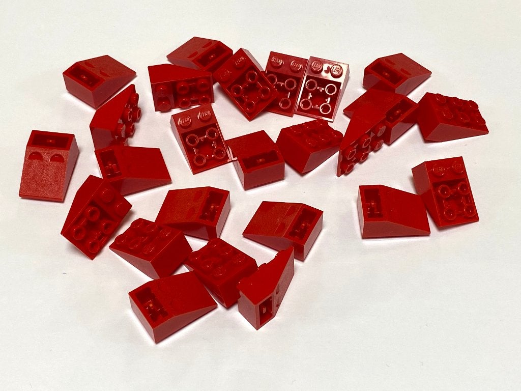 Partij 25x 3x2 omgekeerde Lego dakpannen in diverse kleuren, Overige thema's, Lego, Nieuw, Ophalen of Verzenden