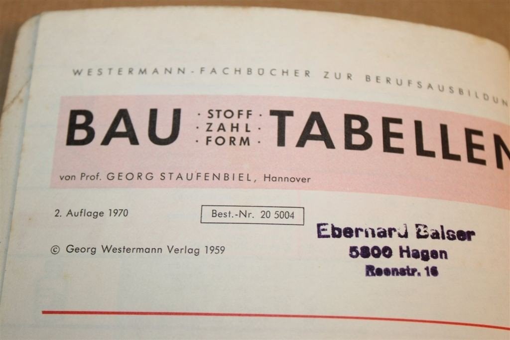 Bau-Tabellen — Bouwvak Tabellen, Normen & Berekeningen 1970, Ophalen of Verzenden, Gelezen, Bouwkunde