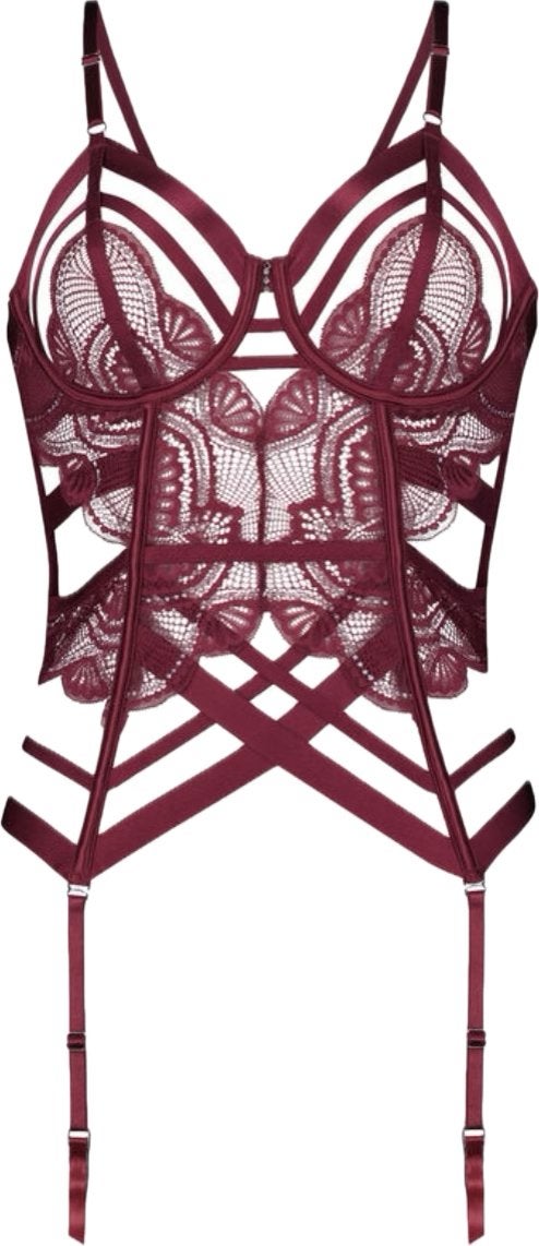 Hunkemöller bordeauxrode lingeriesetje, Ophalen of Verzenden, Body of Korset