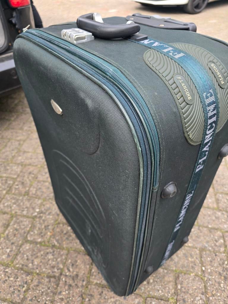 2 donkere stoffen koffers, reiskoffer, vakantie, Overige materialen, Zo goed als nieuw, 70 cm of meer, Wieltjes