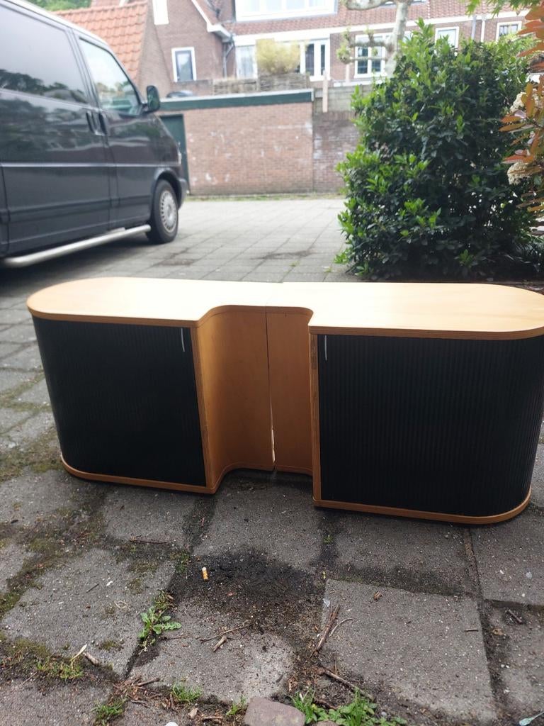 Houten kastje met roldeuren, Huis en Inrichting, Kasten | Roldeurkasten en Archiefkasten, Ophalen, Gebruikt, 100 tot 150 cm, Meerdere deuren