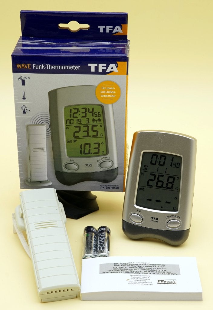 TFA Dostmann Wave Draadloze Thermometer - Compleet in doos!, ., TFA, Ophalen of Verzenden, Zo goed als nieuw