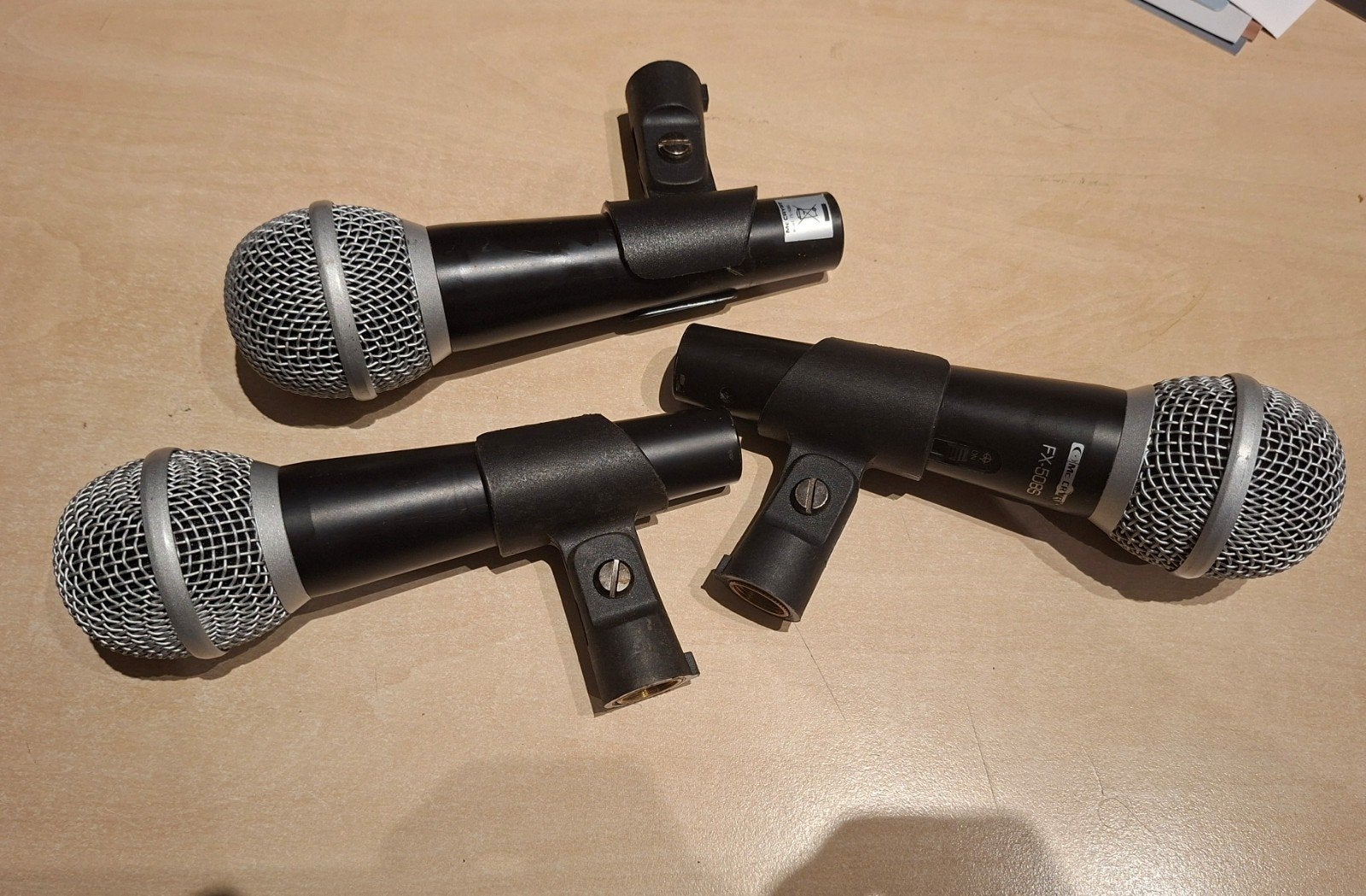 Set van 3 MC Crypt FX-508S dynamische microfoons  met klem, Muziek en Instrumenten, Ophalen of Verzenden, Gebruikt, Zangmicrofoon
