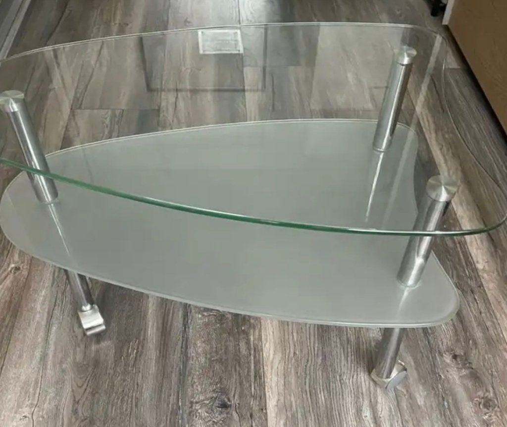 ZGAN Glazen bijzettafel op wieltjes van Costway, Huis en Inrichting, Tafels | Bijzettafels, 55 tot 75 cm, Ophalen, 45 tot 60 cm