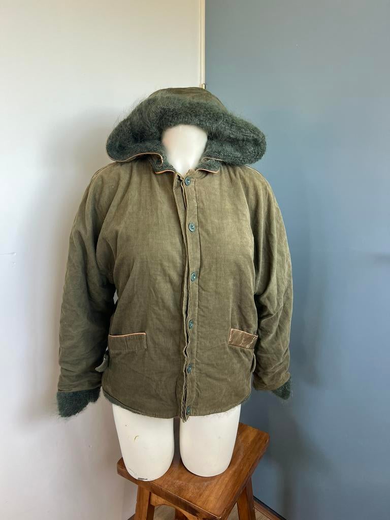 Les copains groene corduroy rib wol wollen jas m, Kleding | Dames, Jassen | Winter, Maat 38/40 (M), Ophalen of Verzenden, Zo goed als nieuw