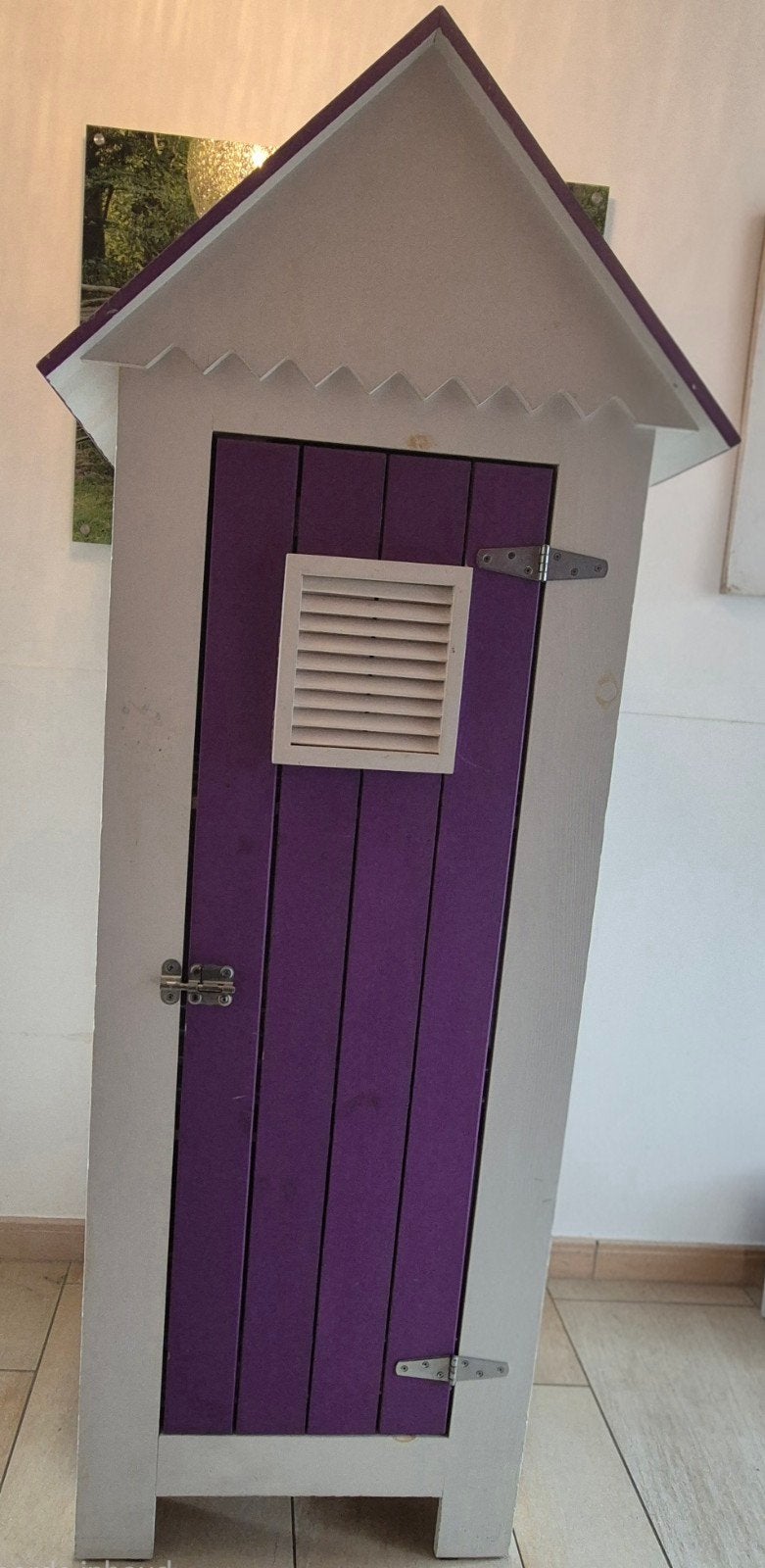Unieke paarse strandhuisje kast - 175x71x53,5 cm, Ophalen, Gebruikt