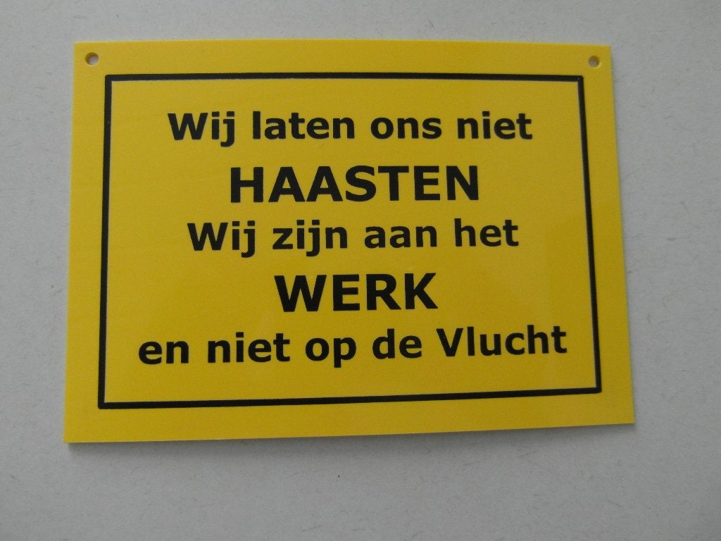 Bordje met tekst,van kunstof, Ophalen of Verzenden, Huis en Inrichting