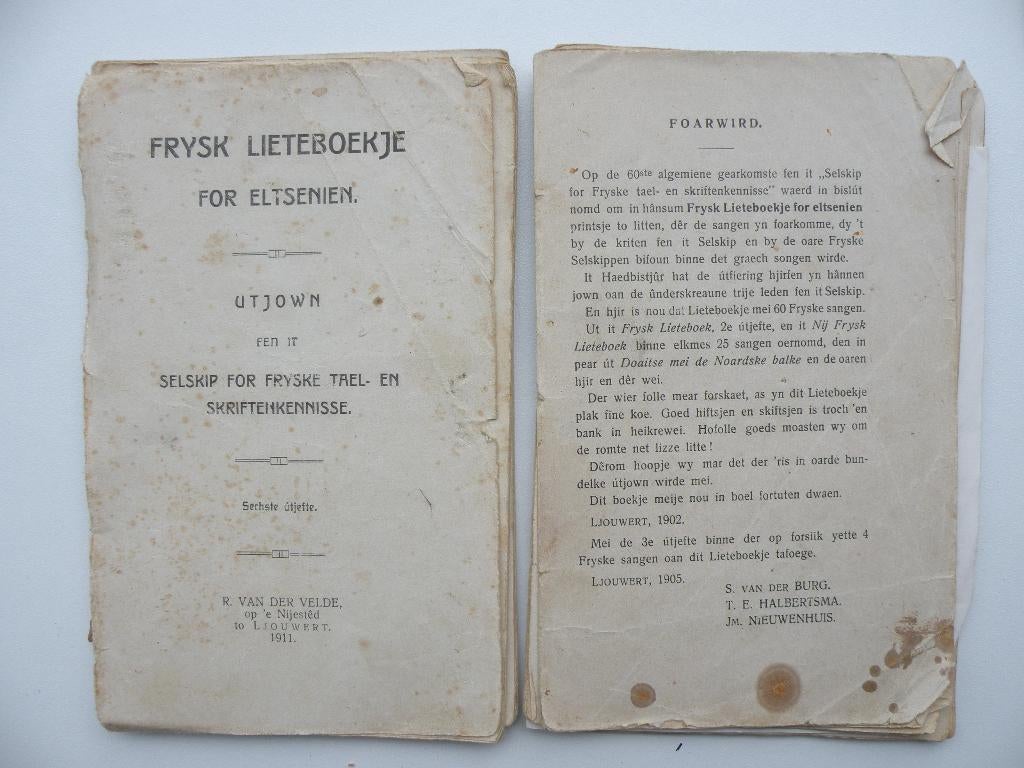 Zeldzaam : 2 stuks Frysk Lieteboekje uit 1905 en 1911 Fries, Ophalen of Verzenden, Gelezen, Algemeen