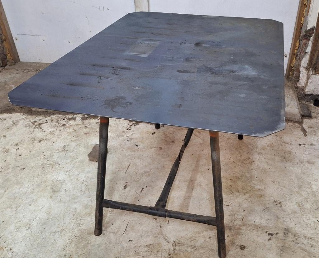 Inklapbare werktafel met los stalen blad, Doe-het-zelf en Verbouw, Werkbanken, Ophalen, Gebruikt, 120 tot 170 cm, Inklapbaar