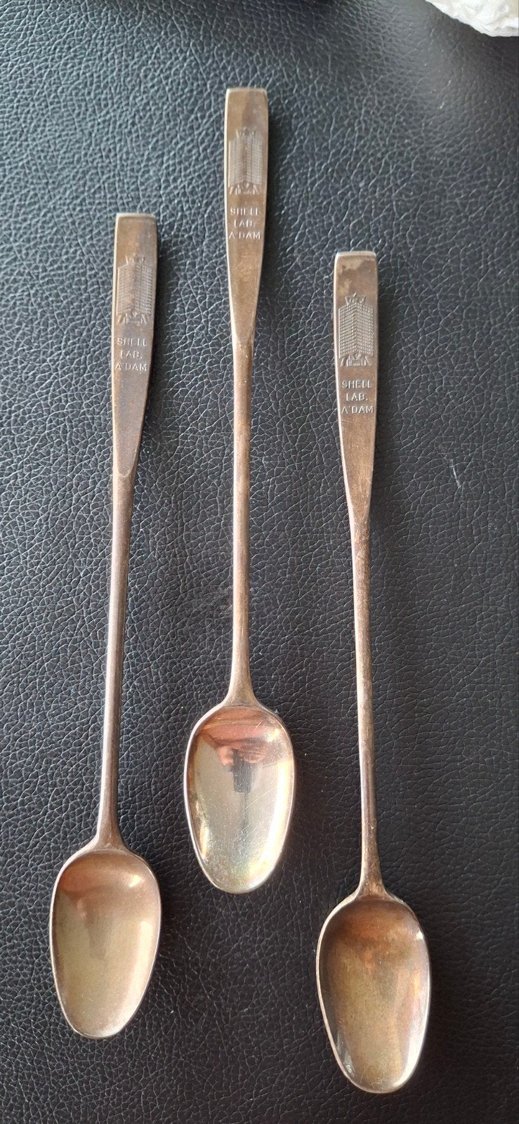 Set van 3 vintage Shell Lab Amsterdam lepels zilvergeh. 100, Ophalen of Verzenden