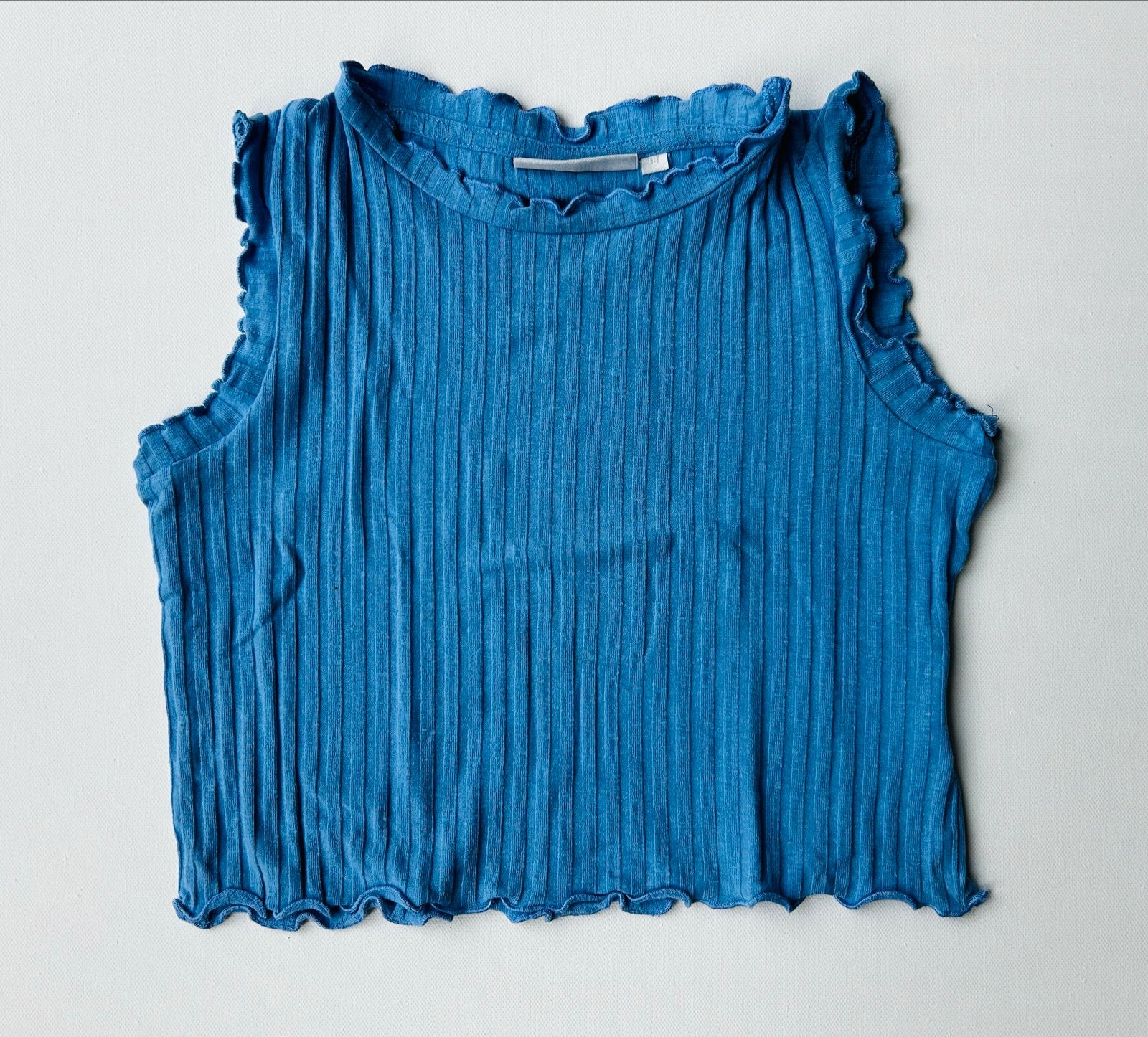 Frizzle by Bel&Bo geribbelde blauwe top maat 98, Ophalen of Verzenden, Zo goed als nieuw, Meisje, Shirt of Longsleeve