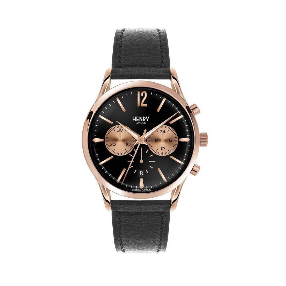 Henry London Classic Chronograafhorloge roségoud, Sieraden, Tassen en Uiterlijk, Horloges | Heren, Overige merken, Leer, Staal
