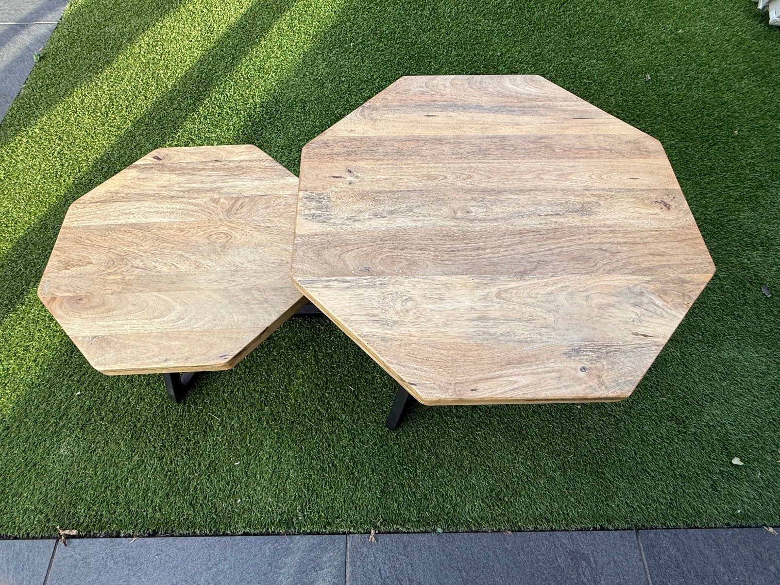 Salontafelset  mango 2 stuks, Ophalen, Minder dan 25 mm, Zo goed als nieuw, Plank