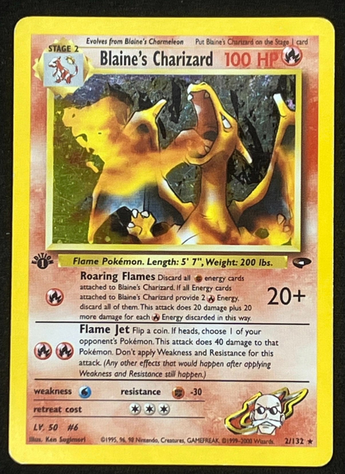 Blaine’s Charizard 2/132 1st edition, Verzenden, Zo goed als nieuw, Losse kaart