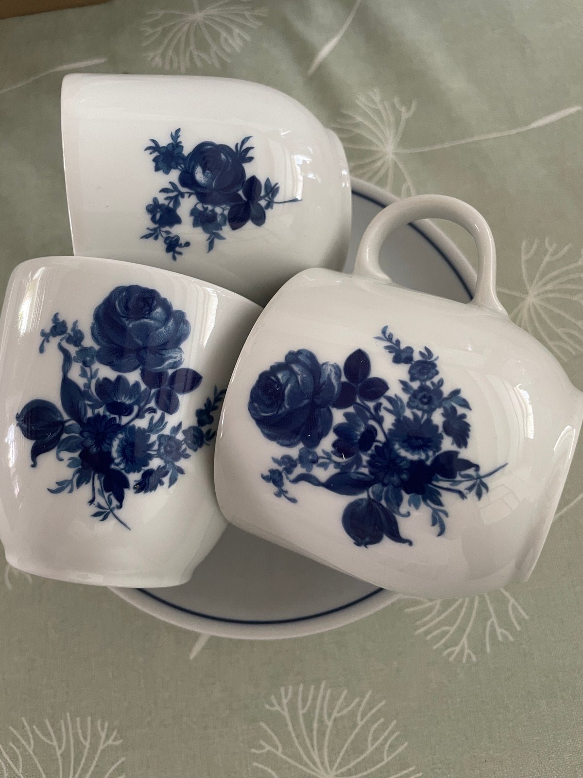Mosa Holland Royal Delft blauw rozen servies (3 kopjes), Antiek en Kunst, Ophalen of Verzenden