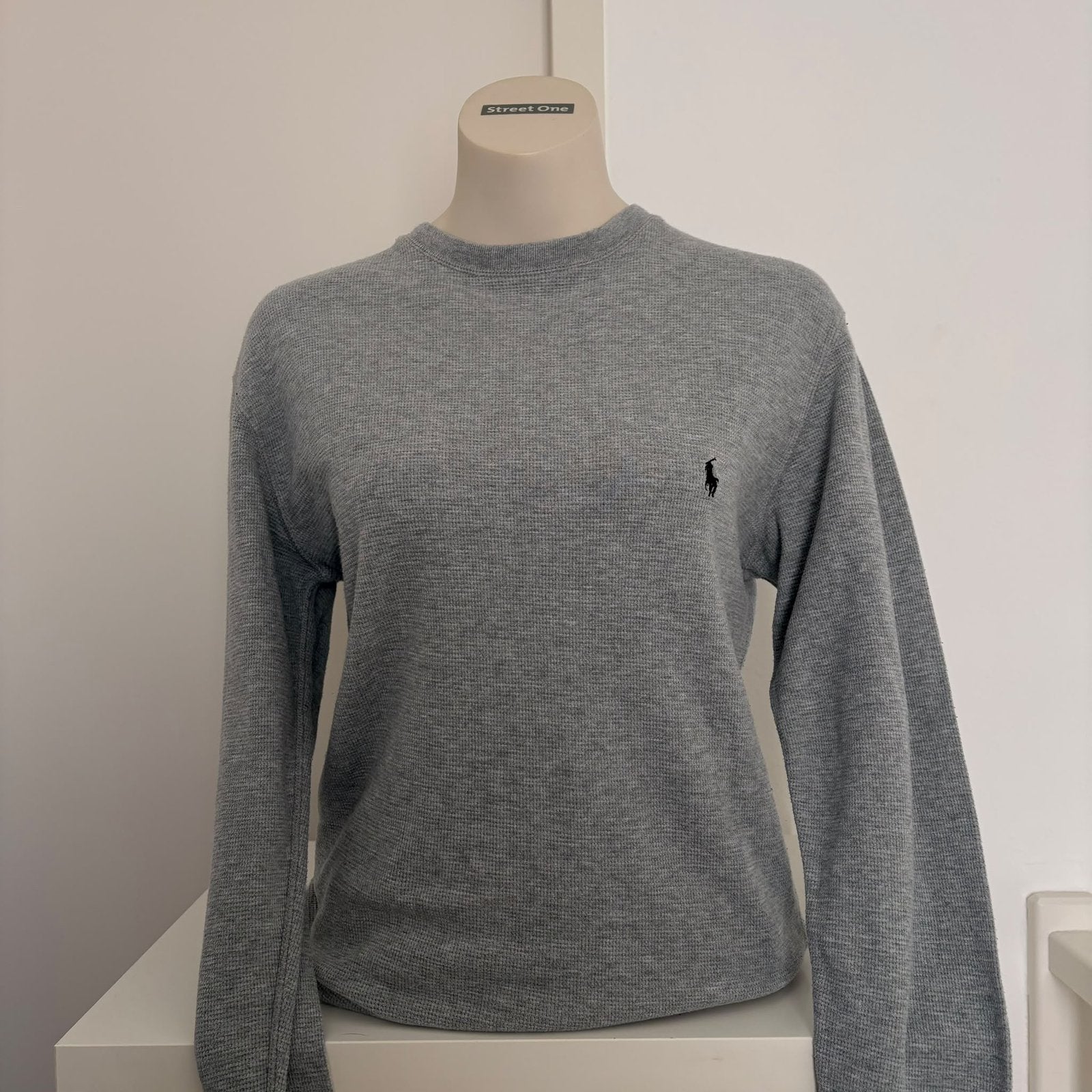 Polo Ralph Lauren Unisex S Grijs Waffle Knit Longsleeve, Verzenden, Zo goed als nieuw, Maat 38/40 (M), Grijs