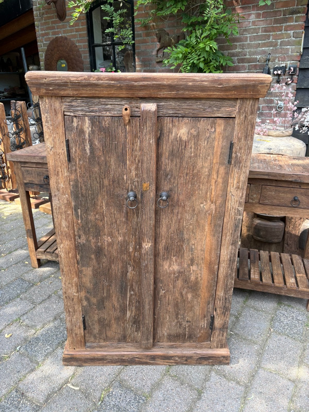 Stoere meidenkast van oud Railwood!, Ophalen, Met deur(en), 100 tot 150 cm, Teakhout