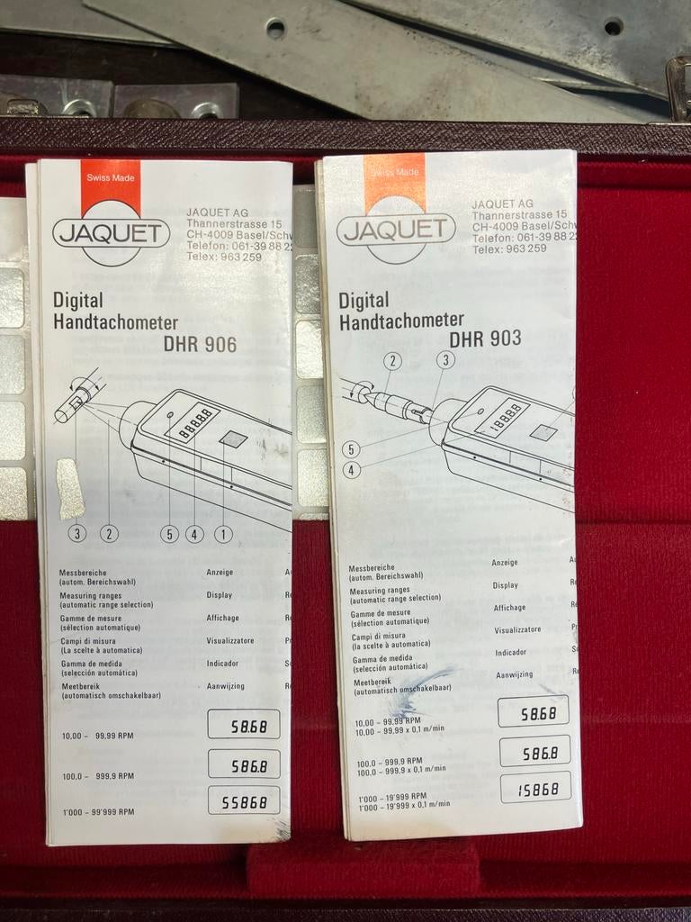 Jaquet Digital Handtachometer DHR 903 en DHR 906, Ophalen of Verzenden, Gebruikt, Overige meters