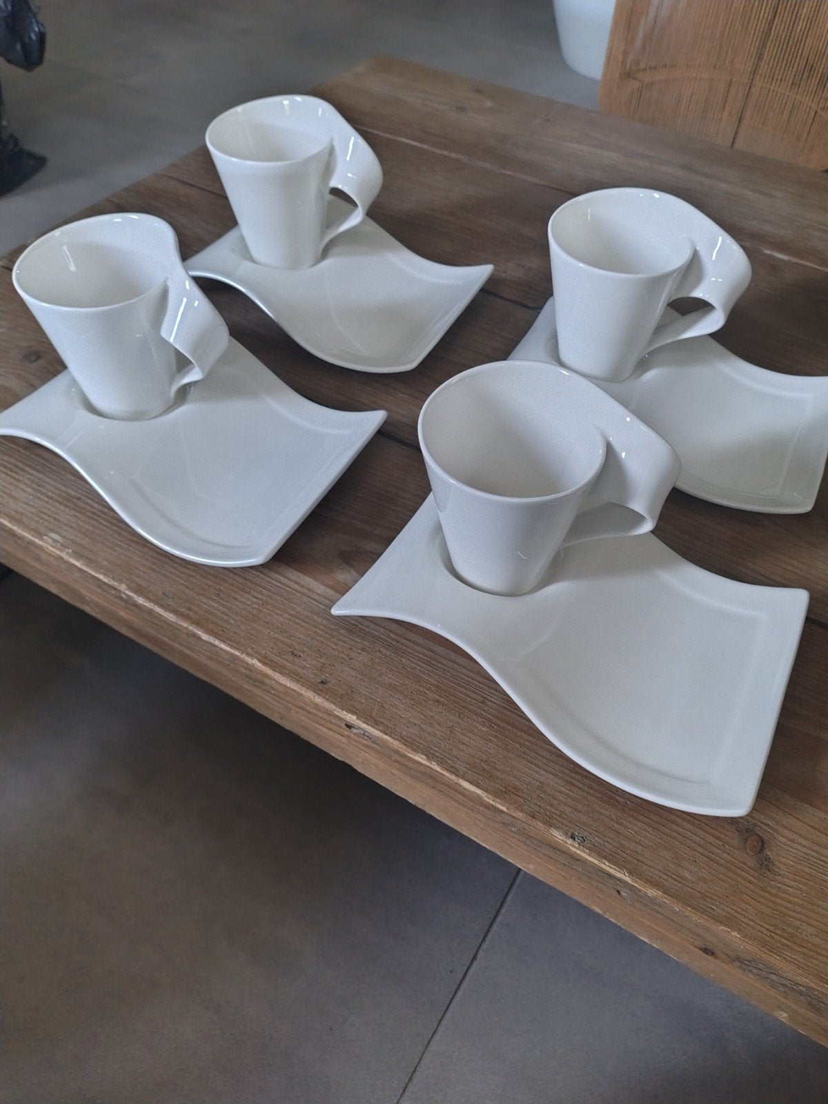 Villeroy & Boch NewWave Caffè Kop en Schotel Set (4 stuks), Villeroy & Boch, Ophalen of Verzenden, Zo goed als nieuw, Modern