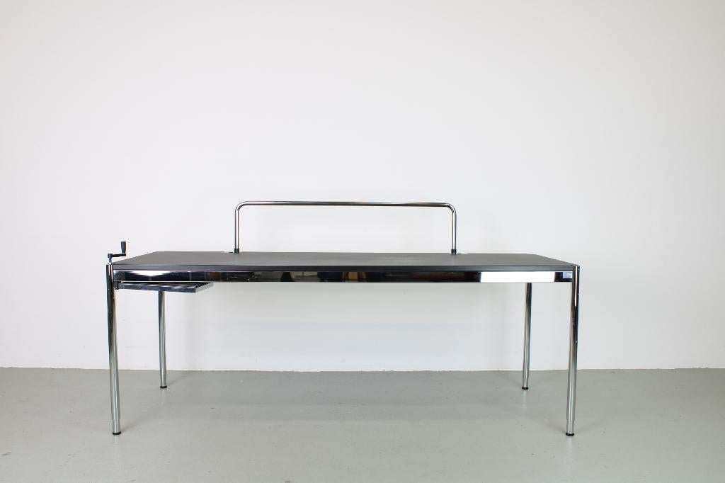 USM Haller Advanced bureau, 200x75 cm, Charcoal linoleum, Ophalen, Zwart, Gebruikt, Hout