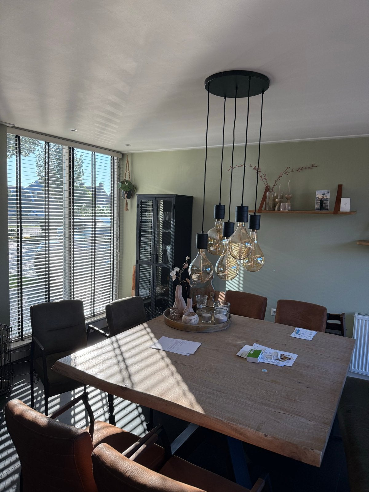 Vierkante tafel met 6 eetkamerstoelen en eetkamerbank, Ophalen, Gebruikt, Overige kleuren, Vier