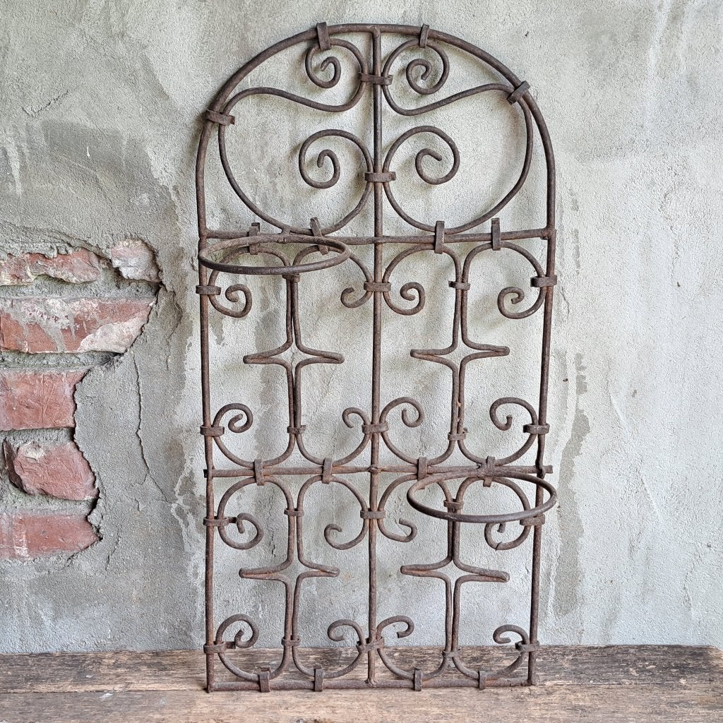 Bloempothouder muurhanger metalen ornament roest *Etage3*, Gebruikt, ., Ophalen of Verzenden, .
