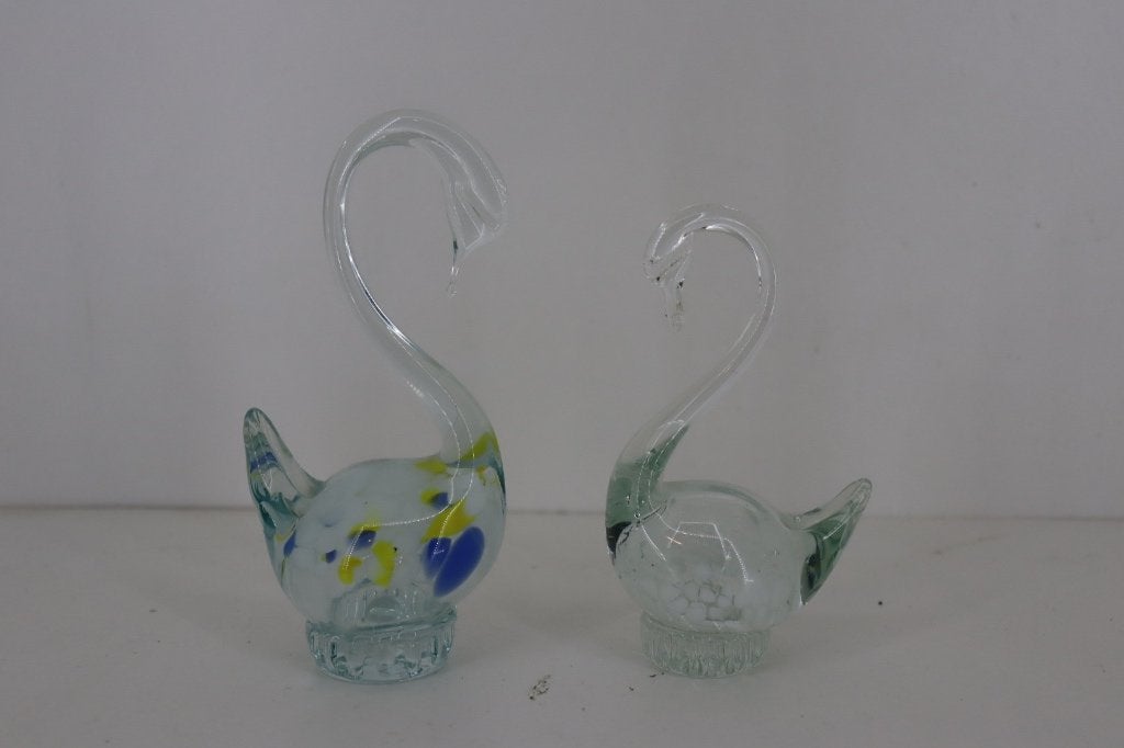 Prachtige set Vintage Glazen Zwanen (Murano-stijl) – Koppel, Ophalen of Verzenden, Zo goed als nieuw, Dier