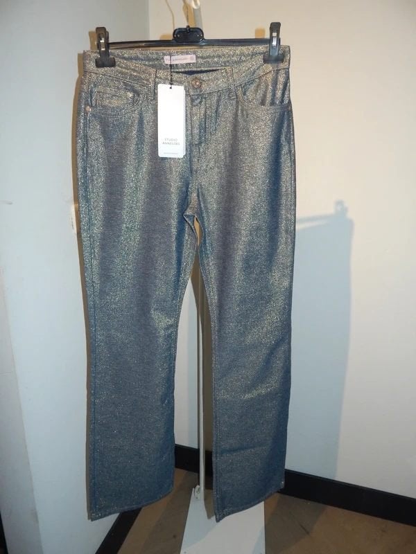 Studio Anneloes nieuwe jeans broek blauw gouden lurex S/M, Studio Anneloes, Nieuw, Maat 36 (S), Lang