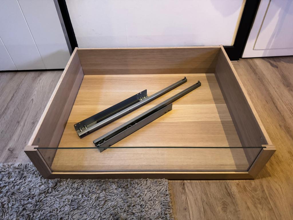 Eiken Pax lade 75cm met glazen voorkant, Huis en Inrichting, Kasten | Kledingkasten, Ophalen, 50 tot 100 cm, Zo goed als nieuw