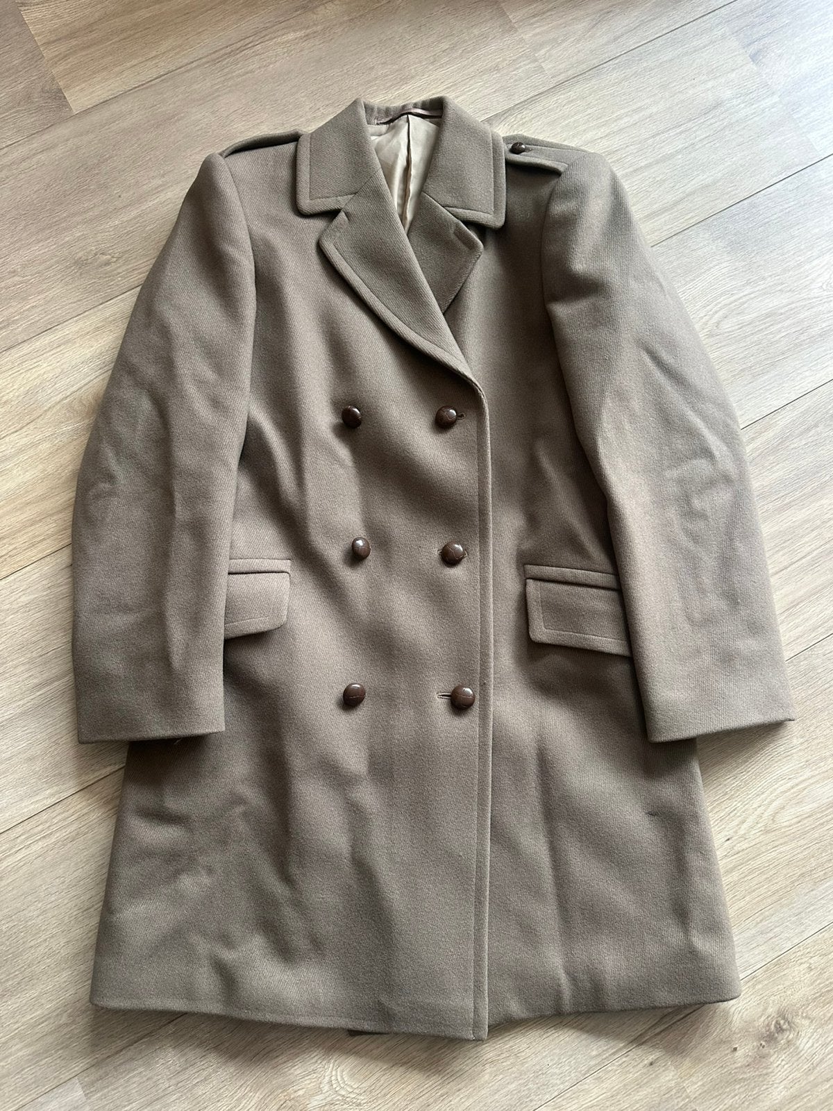Stoffen lange mantel uit het leger maat L/XL, Kleding | Heren, Ophalen, Gedragen, Maat 52/54 (L), Groen