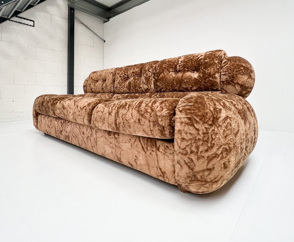 Velourse Italiaanse vintage sofa en slaapbank, 1970's, Gebruikt, Vintage, 75 tot 100 cm, Ophalen of Verzenden