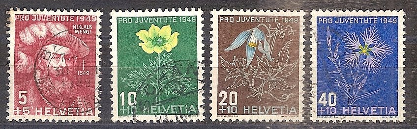Bloemen Zwitserland 541-544, Ophalen of Verzenden, Gestempeld, Dier of Natuur