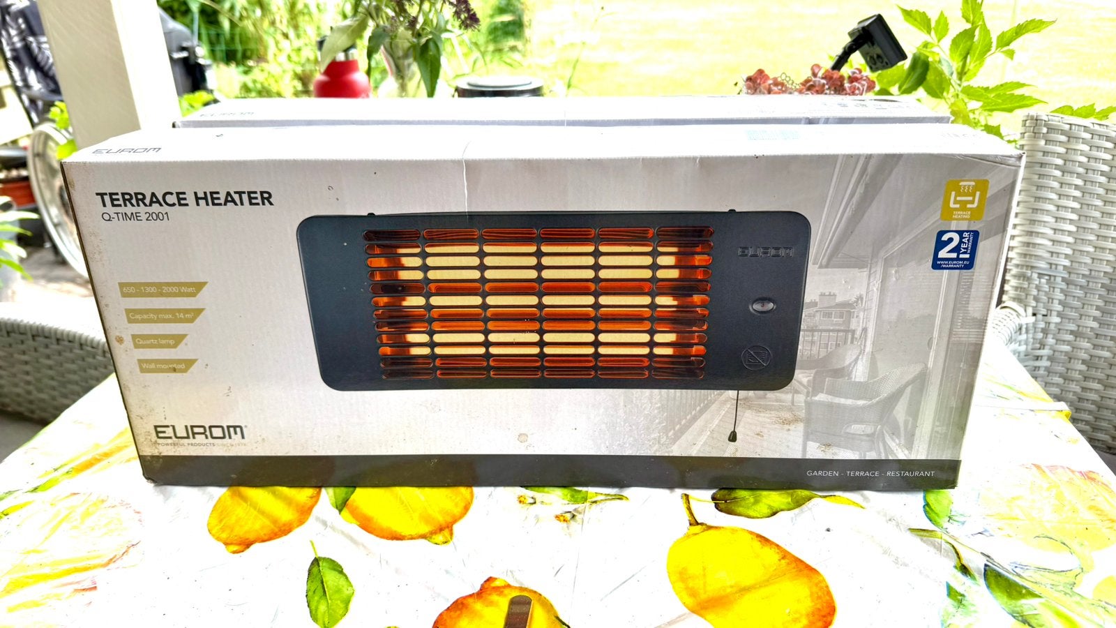 2x Eurom Q-Time 2001 Terrasverwarmer - Nieuw in doos. 30€/st, Ophalen of Verzenden, Nieuw, Elektrisch, Wand