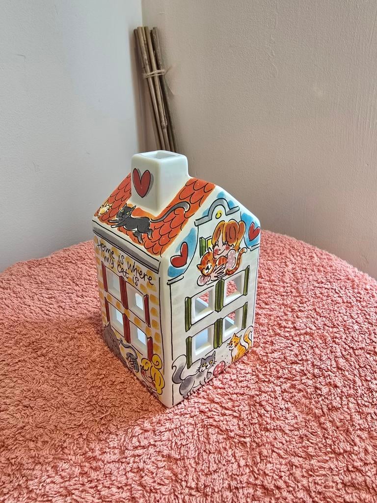 Blond Amsterdam Lichthuisje Cat Lover - Nieuw in doos, Huis en Inrichting, Ophalen of Verzenden, Nieuw, Meerkleurig, Steen/keramiek