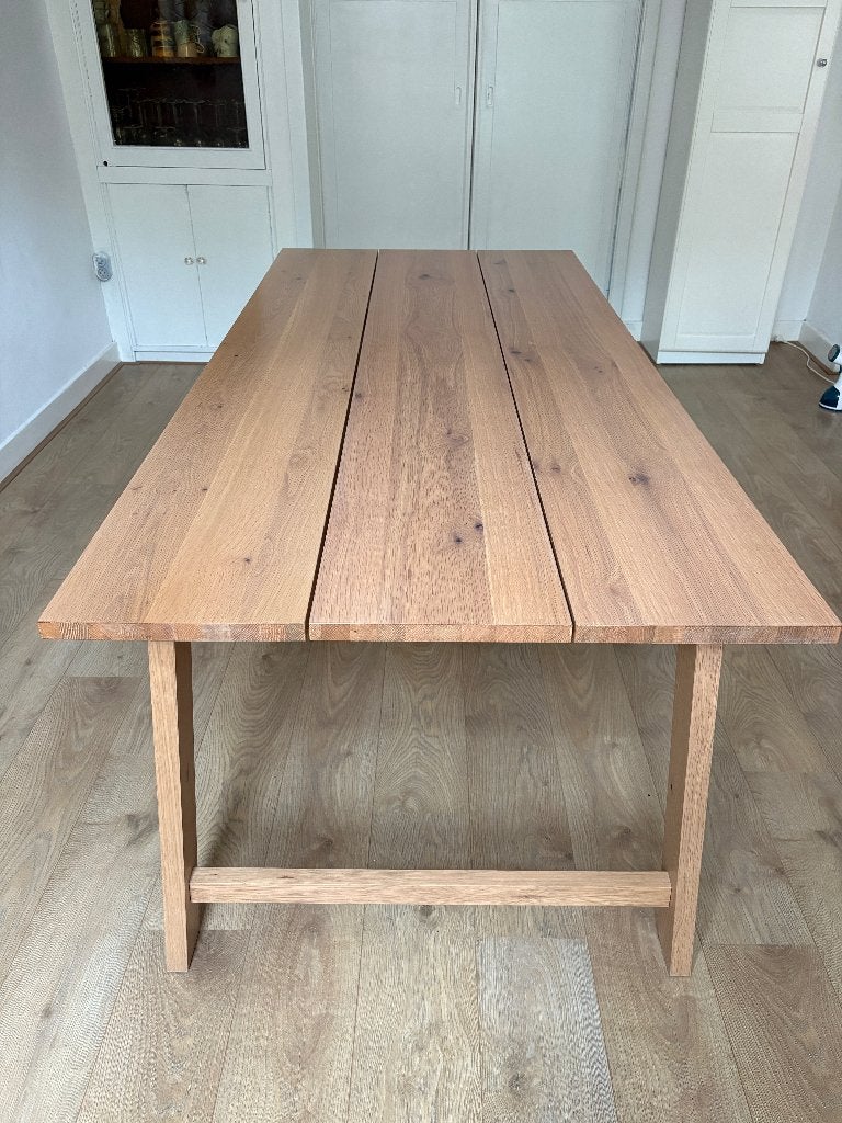 Eettafel eikenlook 200x90 cm – 6/8 personen, Ophalen, Gebruikt, Eikenhout, 200 cm of meer