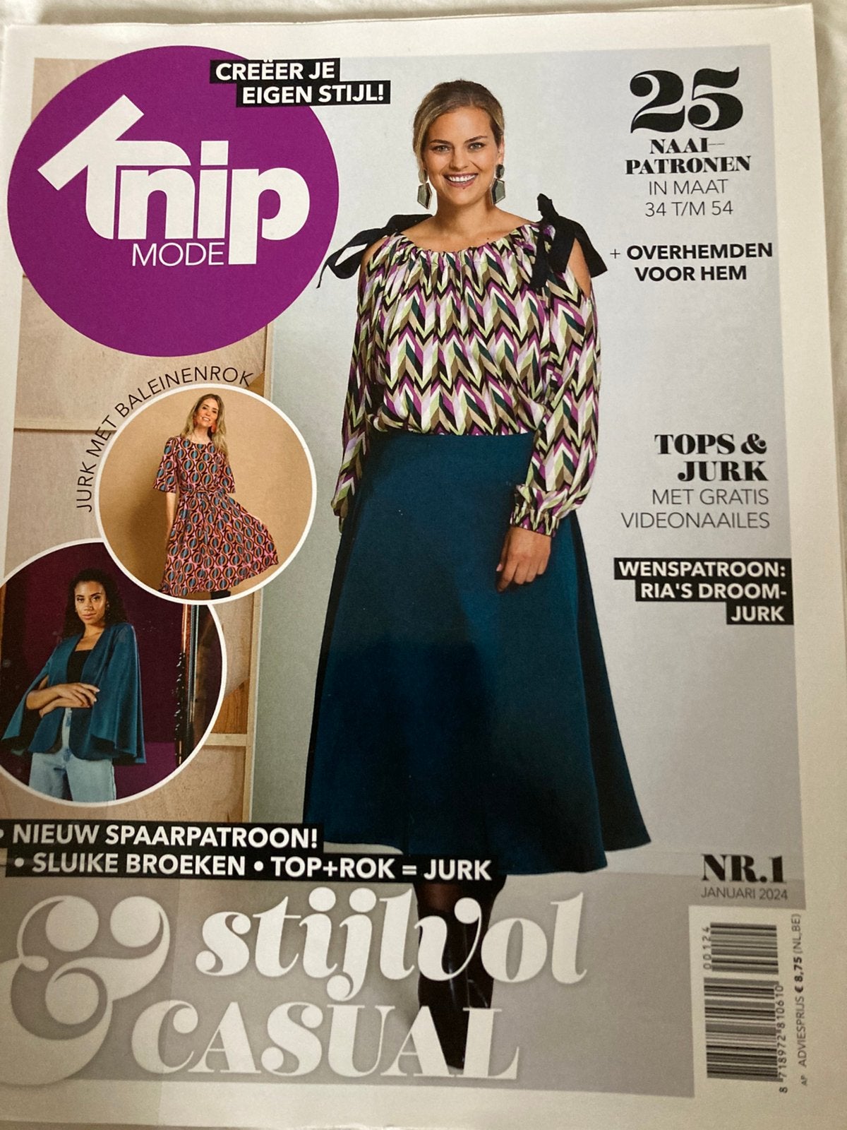 Kinpmode nummee 1 van 2024, Hobby en Vrije tijd, Kledingpatronen, Ophalen of Verzenden, Zo goed als nieuw, Vrouw, Knipmode
