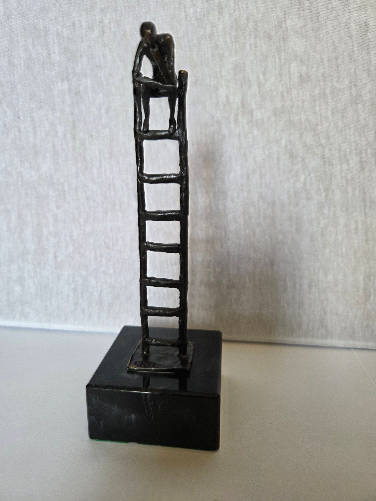 Bronzen Beeld Man op Ladder - CAN - Denker - Modern Kunst, Ophalen of Verzenden, Brons