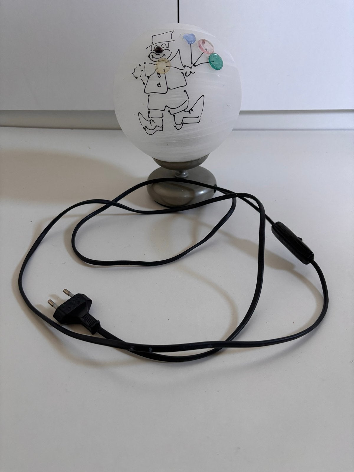 Vintage kinderlamp met clown - Hanglamp of tafellamp, Ophalen, Gebruikt, Glas, Overige fittingen